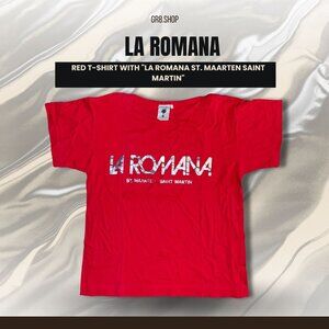 La Romana Red T-Shirt With "La Romana St. Maarten Saint Martin" Print Size L Mad